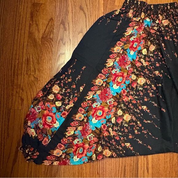 JINOVA Black Floral Harem Pants Boho Wide Leg Size S - Picture 2 of 6